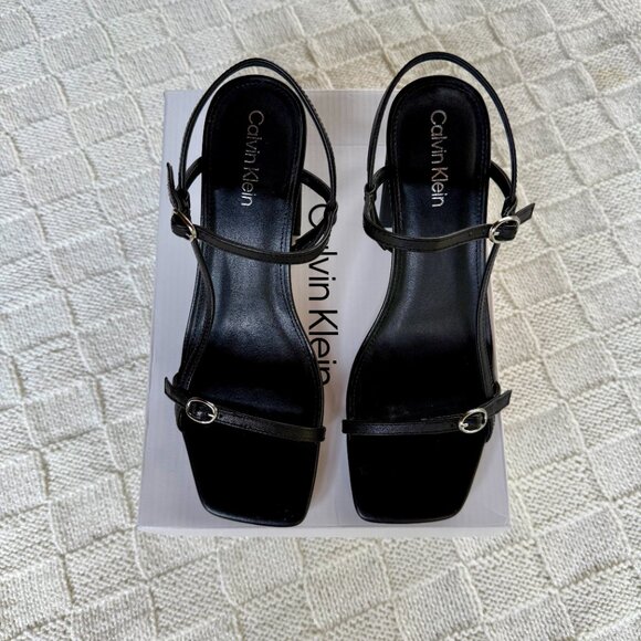 Calvin Klein Linella black chunky block heel sandal size 8 - Picture 2 of 5